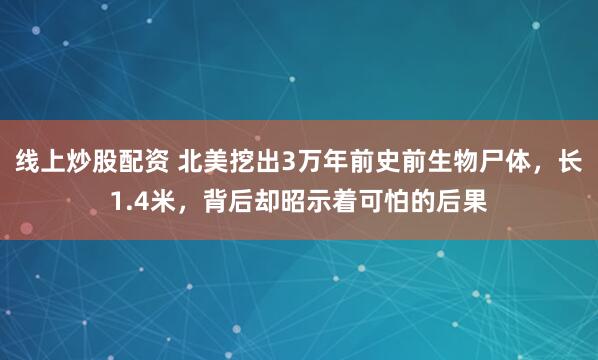 线上炒股配资 北美挖出3万年前史前生物尸体，长1.4米，背后却昭示着可怕的后果
